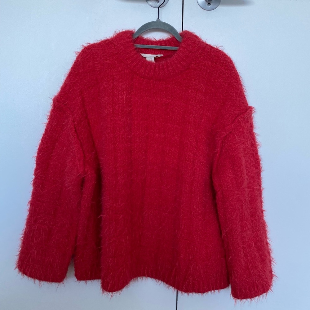 H&M Red Fuzzy Sweater